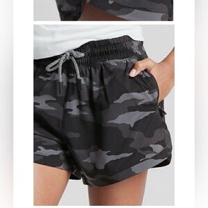 Athleta Girl black camo shorts.